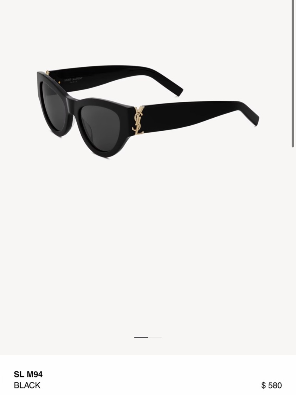 Saint Laurent Black Cat-Eye Sunglasses with Gold YSL Logo - Picture 7 of 7
